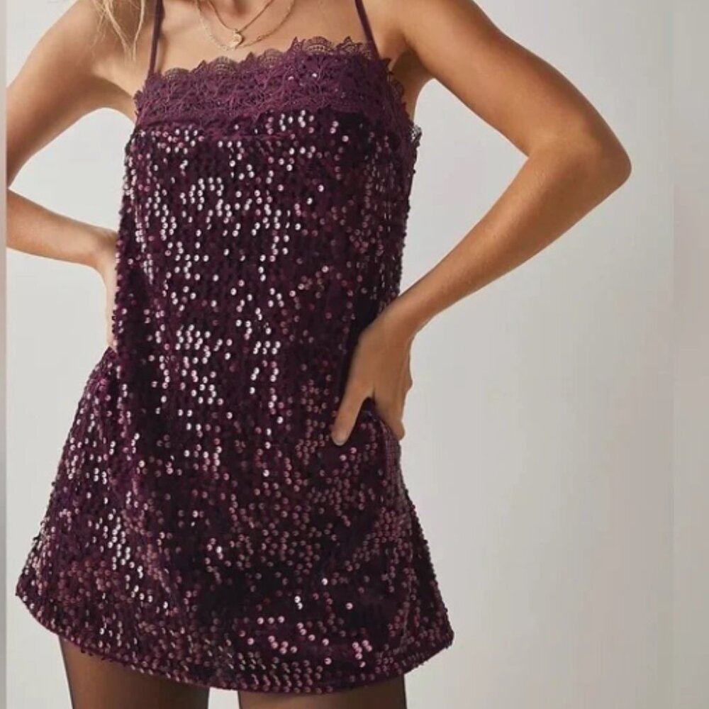 Free People Intimately That Girl Sequin Slip Dress | Size M